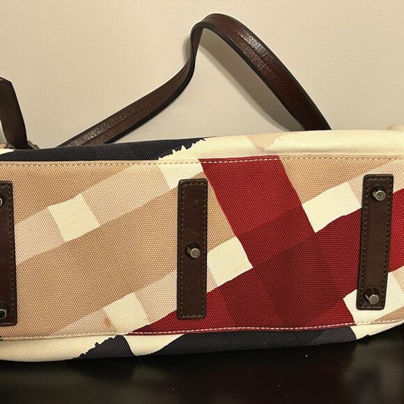 BURBERRY Mega Nova Check Large Canvas and Leather Handbag Cinch Shopper Tote - Picture 11 of 12